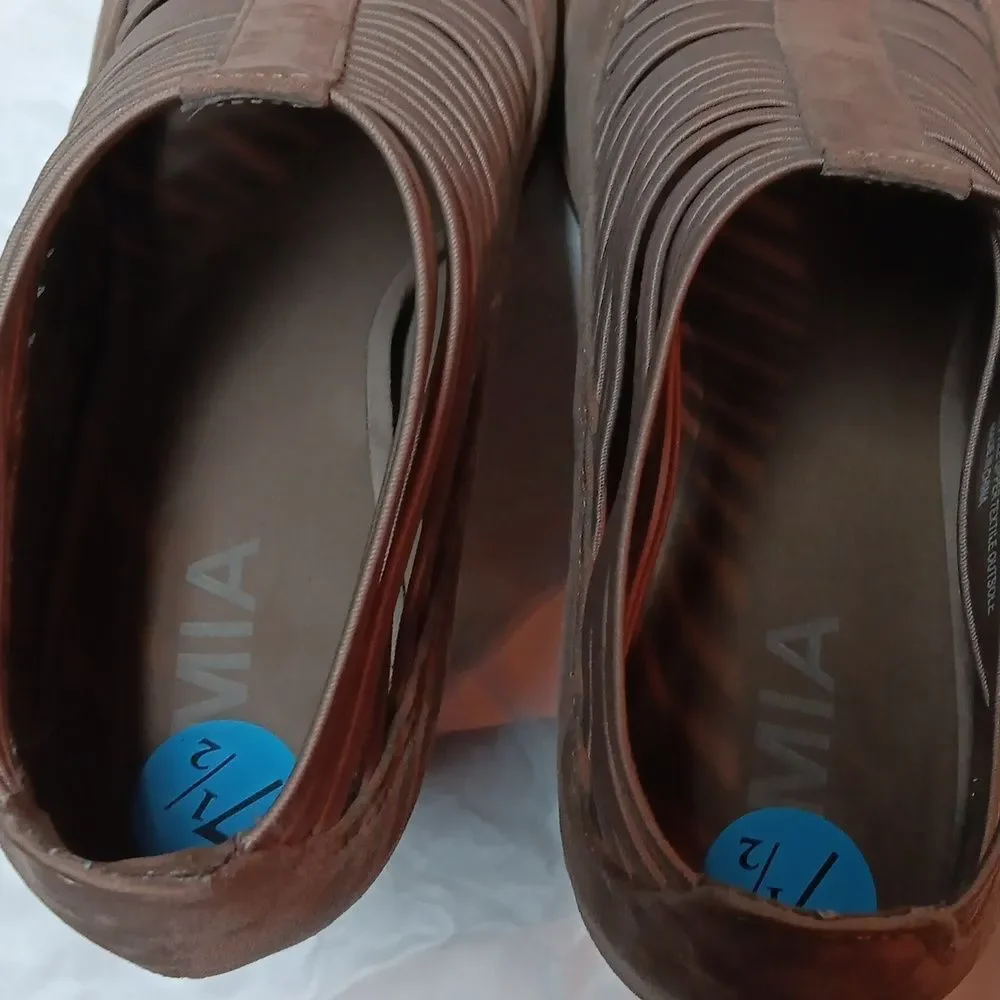 MIA 'Shelli' Elegant Beige Women's Heeled Sandals Size 7.5